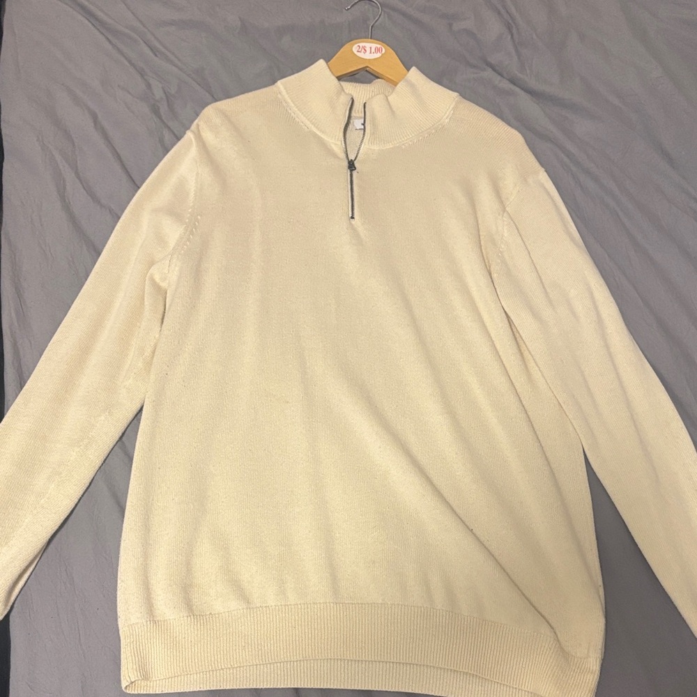 Amazon Essentials Men's Zip-Up Sweater in Cream